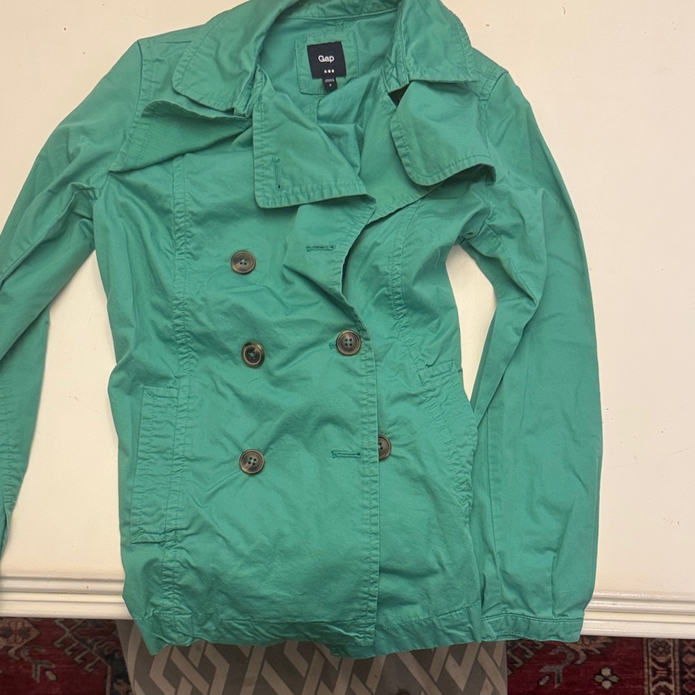 GAP Women's Teal Double-Breasted Pea Coat